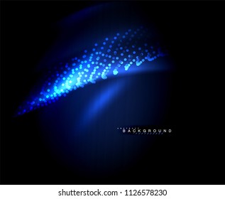 Neon glowing techno lines, hi-tech futuristic abstract background template with square shapes. Vector illustration