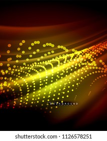 Líneas tecno brillantes neón, plantilla de fondo abstracto de alta tecnología futurista con formas cuadradas. Ilustración del vector