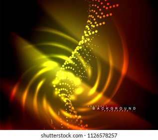 Neon glowing techno lines, hi-tech futuristic abstract background template with square shapes. Vector illustration