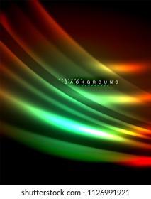 Neon glowing techno lines, hi-tech futuristic abstract background template with square shapes. Vector illustration