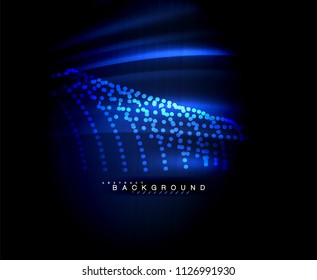 Neon glowing techno lines, hi-tech futuristic abstract background template with square shapes. Vector illustration
