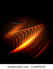 Líneas tecno brillantes neón, plantilla de fondo abstracto de alta tecnología futurista con formas cuadradas. Ilustración del vector