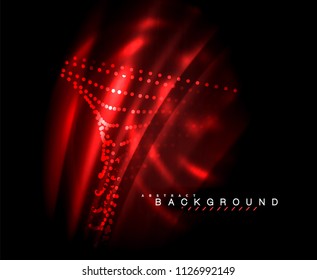 Líneas tecno brillantes neón, plantilla de fondo abstracto de alta tecnología futurista con formas cuadradas. Ilustración del vector