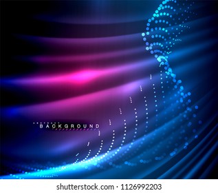 Neon glowing techno lines, hi-tech futuristic abstract background template with square shapes. Vector illustration