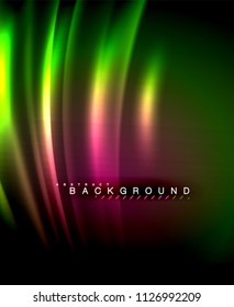 Neon glowing techno lines, hi-tech futuristic abstract background template with square shapes. Vector illustration