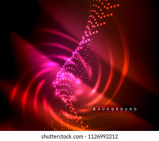 Líneas tecno brillantes neón, plantilla de fondo abstracto de alta tecnología futurista con formas cuadradas. Ilustración del vector