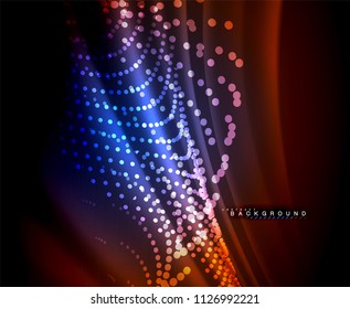Neon glowing techno lines, hi-tech futuristic abstract background template with square shapes. Vector illustration