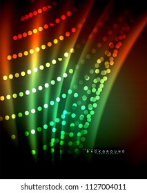 Neon glowing techno lines, hi-tech futuristic abstract background template with square shapes. Vector illustration