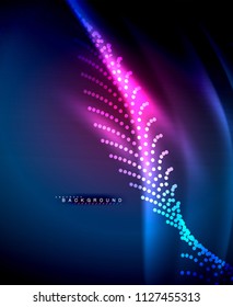 Neon glowing techno lines, hi-tech futuristic abstract background template with square shapes. Vector illustration