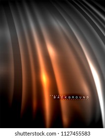 Líneas tecno brillantes neón, plantilla de fondo abstracto de alta tecnología futurista con formas cuadradas. Ilustración del vector