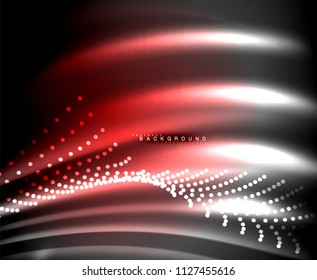 Líneas tecno brillantes neón, plantilla de fondo abstracto de alta tecnología futurista con formas cuadradas. Ilustración del vector