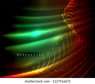Neon glowing techno lines, hi-tech futuristic abstract background template with square shapes. Vector illustration