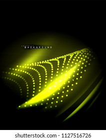 Neon glowing techno lines, hi-tech futuristic abstract background template with square shapes. Vector illustration