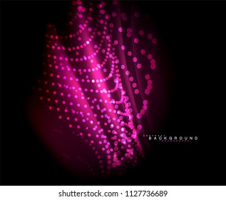 Líneas tecno brillantes neón, plantilla de fondo abstracto de alta tecnología futurista con formas cuadradas. Ilustración del vector