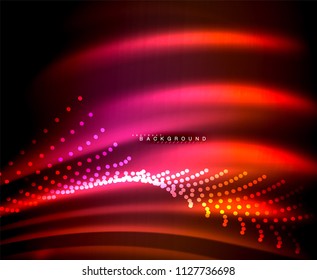 Neon glowing techno lines, hi-tech futuristic abstract background template with square shapes. Vector illustration
