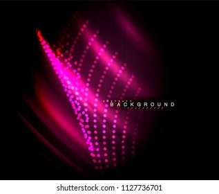 Neon glowing techno lines, hi-tech futuristic abstract background template with square shapes. Vector illustration