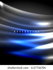 Neon glowing techno lines, hi-tech futuristic abstract background template with square shapes. Vector illustration