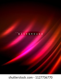 Neon glowing techno lines, hi-tech futuristic abstract background template with square shapes. Vector illustration