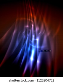 Líneas tecno brillantes neón, plantilla de fondo abstracto de alta tecnología futurista con formas cuadradas. Ilustración del vector