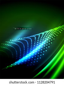 Neon glowing techno lines, hi-tech futuristic abstract background template with square shapes. Vector illustration