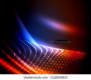 Neon glowing techno lines, hi-tech futuristic abstract background template with square shapes. Vector illustration
