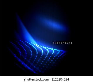Neon glowing techno lines, hi-tech futuristic abstract background template with square shapes. Vector illustration