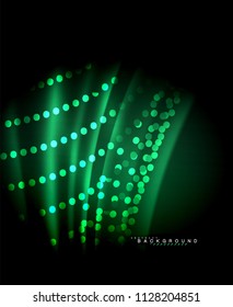 Neon glowing techno lines, hi-tech futuristic abstract background template with square shapes. Vector illustration