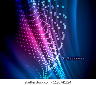 Neon glowing techno lines, hi-tech futuristic abstract background template with square shapes. Vector illustration