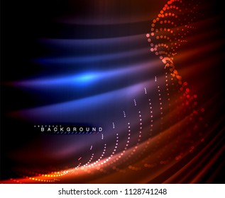 Neon glowing techno lines, hi-tech futuristic abstract background template with square shapes. Vector illustration