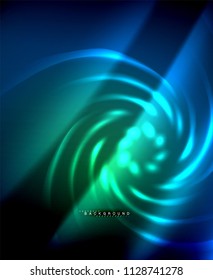 Neon glowing techno lines, hi-tech futuristic abstract background template with square shapes. Vector illustration