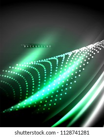 Neon glowing techno lines, hi-tech futuristic abstract background template with square shapes. Vector illustration