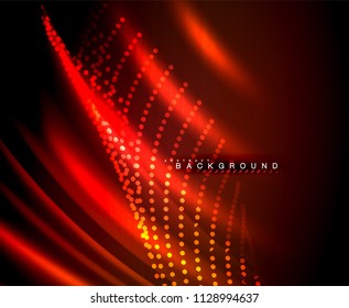 Neon glowing techno lines, hi-tech futuristic abstract background template with square shapes. Vector illustration