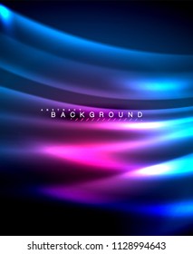 Neon leuchtende Techno-Linien, High-Tech-futuristische abstrakte Hintergrundvorlage mit quadratischen Formen. Vektorgrafik