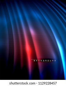 Neon glowing techno lines, hi-tech futuristic abstract background template with square shapes. Vector illustration