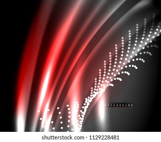 Neon glowing techno lines, hi-tech futuristic abstract background template with square shapes. Vector illustration