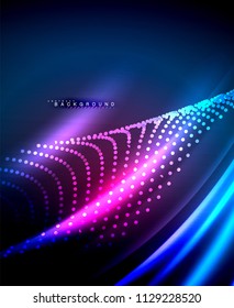 Neon glowing techno lines, hi-tech futuristic abstract background template with square shapes. Vector illustration