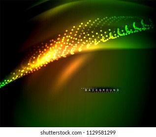 Líneas tecno brillantes neón, plantilla de fondo abstracto de alta tecnología futurista con formas cuadradas. Ilustración del vector