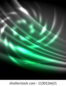 Neon leuchtende Techno-Linien, High-Tech-futuristische abstrakte Hintergrundvorlage mit quadratischen Formen. Vektorgrafik