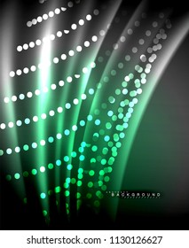 Líneas tecno brillantes neón, plantilla de fondo abstracto de alta tecnología futurista con formas cuadradas. Ilustración del vector