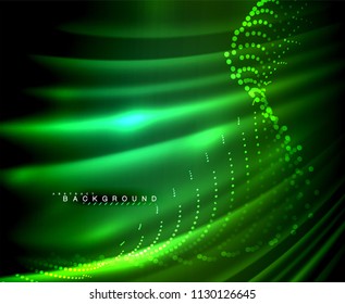 Líneas tecno brillantes neón, plantilla de fondo abstracto de alta tecnología futurista con formas cuadradas. Ilustración del vector