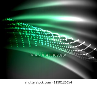 Neon glowing techno lines, hi-tech futuristic abstract background template with square shapes. Vector illustration