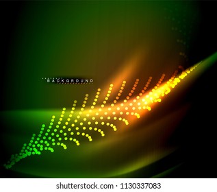 Líneas tecno brillantes neón, plantilla de fondo abstracto de alta tecnología futurista con formas cuadradas. Ilustración del vector