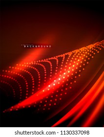 Líneas tecno brillantes neón, plantilla de fondo abstracto de alta tecnología futurista con formas cuadradas. Ilustración del vector