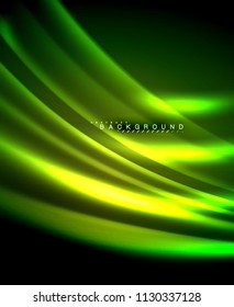 Neon glowing techno lines, hi-tech futuristic abstract background template with square shapes. Vector illustration
