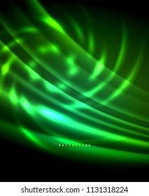 Neon glowing techno lines, hi-tech futuristic abstract background template with square shapes. Vector illustration
