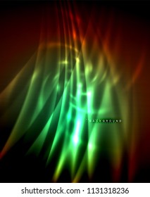 Neon glowing techno lines, hi-tech futuristic abstract background template with square shapes. Vector illustration