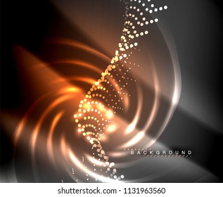 Líneas tecno brillantes neón, plantilla de fondo abstracto de alta tecnología futurista con formas cuadradas. Ilustración del vector