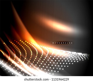 Neon glowing techno lines, hi-tech futuristic abstract background template with square shapes. Vector illustration