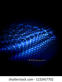 Neon glowing techno lines, hi-tech futuristic abstract background template with square shapes. Vector illustration