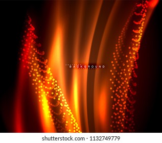 Neon glowing techno lines, hi-tech futuristic abstract background template with square shapes. Vector illustration